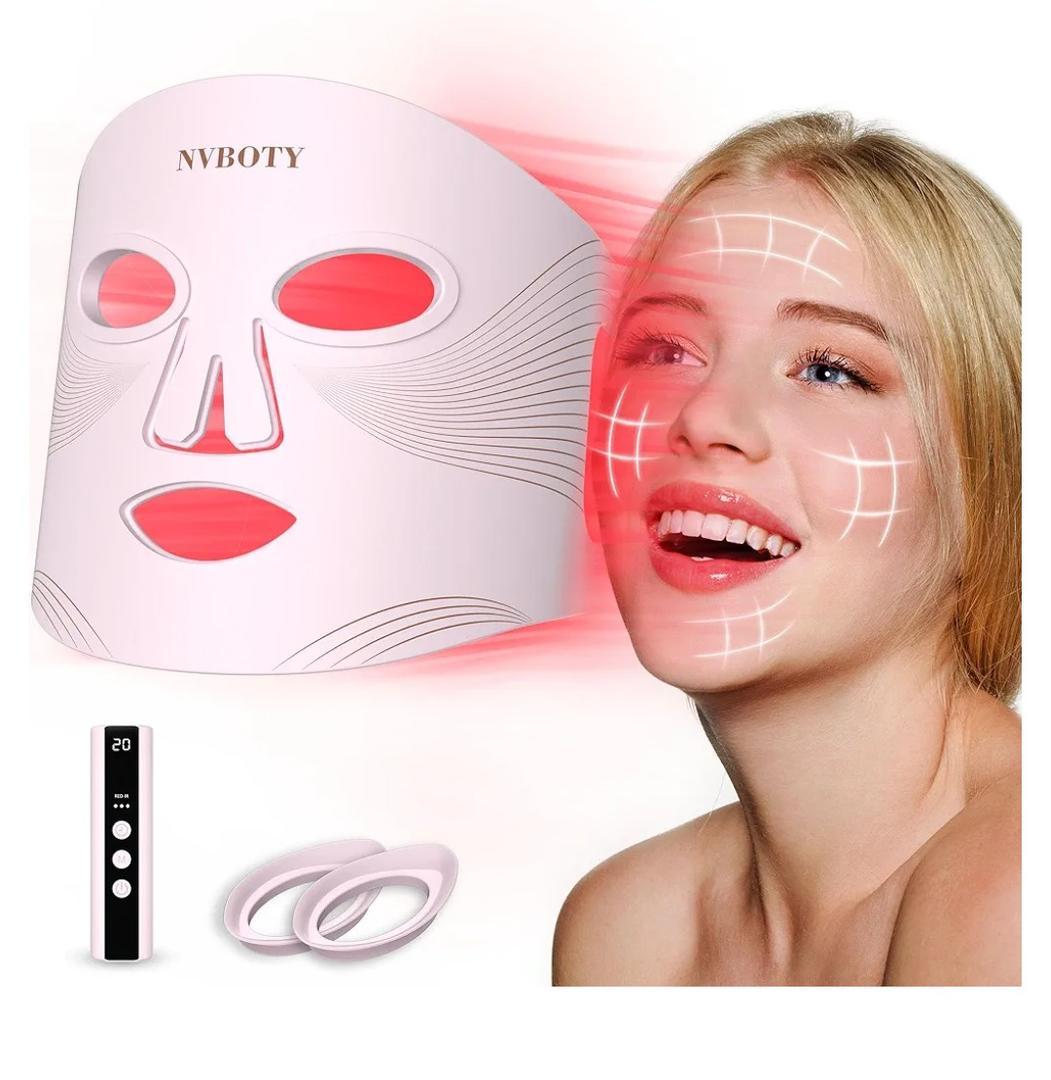 LED Face Mask Light Therapy, 4 Modes Portable Red Light Therapy for Face, 2000mAh Rechargeable Remote, Blue, Orange, 850NM Infrared & Red Light Mask, 400 LEDs, Timing Function, at Home & Travel
 3 sustainability features item is missing one eye piece