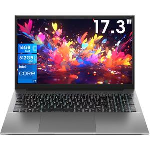 17.3 Inch Laptop, Core i7 CPU (Up to 4.5 GHz), 16GB RAM, 512GB SSD, WIFI 6