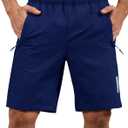 Mens Shorts Waterproof Quick Dry Slim Fit Athletic Running Gym Training Zipper Pockets for Basketball Tennis (Blue, XL)