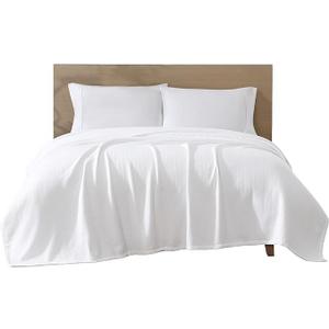 Beatrice Home Fashions GOTS Certified 100% Organic Cotton Medium Weight Blanket, Soft and Cozy Blanket for Bed, Sofa, Couch, Chair, Full/Queen, White