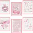 Chunful 6 Pcs Pink Bow Diamond Painting Kits, DIY Painting for Adults Diamond Crafts Aesthetic Room Decor Cute Coquette Bow Pictures 5d Craft Wall Decor for Home, 10 x 11.8''