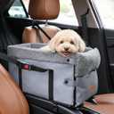 Console Dog Car Seat for Small Dogs,Small Dog Booster Seat for Car Washable Foldable Puppy Car Seat with Safe Protection Hooks Adjustable Straps and Storage Pocket Pet Up to 15lbs