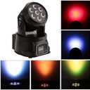 Moving Head Light RGBW Stage Lighting DJ Lights 7 x 10W LED Beam Spotlight 9/14 CH Wash Light with DMX and Sound Activated for Party Church Wedding Bar Christmas Halloween Disco