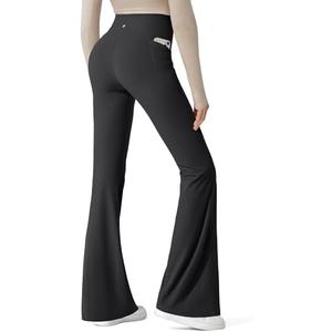 G4Free Ribbed Flare Yoga Pants with Pockets for Women High Waisted Bootcut Workout Leggings Casual.XXL