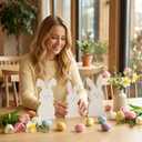 2 x Easter Bunny Decor Table Signs - 3PCS White Rabbit Freestanding Tiered Tray Decor, Cute Easter Decorations for Home, Festive Seasonal Display