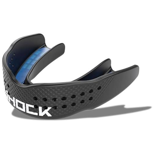Shock Doctor Mouth Guard - Sports Mouth Guard for Football Mouth Guards, Breathable Low Profile Custom Fit for Basketball, Lacrosse, Hockey & More (Black)