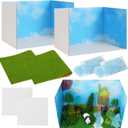 Ecmln 8 Pcs Cardboard Diorama Kit Includes Diorama Box for Display Artificial Grass with Double-Sided Tapes Blue Sand Ideals for DIY Crafts