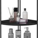 Dorhors 3-Tier Corner Bathroom Organizer Countertop for Storage, Vanity Tray, Wood Counter Organizer for Kitchen, Bathroom, Dresser (Black)