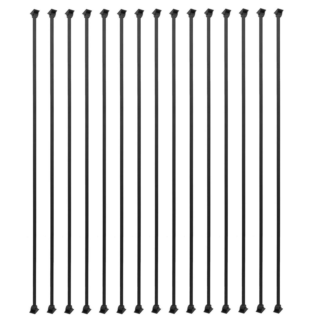 Sidasu 15 Pack Iron Balusters Square Hollow Stair Spindles 1/2" Metal Balusters with Iron Baluster Swivel Shoes for Staircase