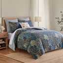 Levtex Home English Forest Navy Reversible Full/Queen Comforter Set (90x94in) with 2 Pillowcases (26x20in) - Floral Bedding - Navy, Green - Rayon Full/Queen Size Comforter Set - Soft, Pre-Washed
