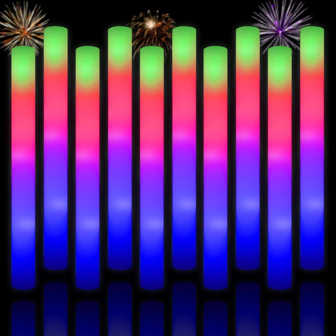 Taotuo Glow Sticks Bulk, 20 Pack LED Light Up Foam Sticks 3 Modes Color Flashing,Glow Party Supplies for Wedding Birthday, Raves, Concert, Camping, New Year, Carnival, Halloween Christmas