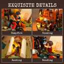 FUNWHOLE Cowboy Camp Lighting Building-Bricks Set - The Old West Shelter with Covered Wagon and Horse 542 Pcs Collection Display Set for Adults and West Lovers