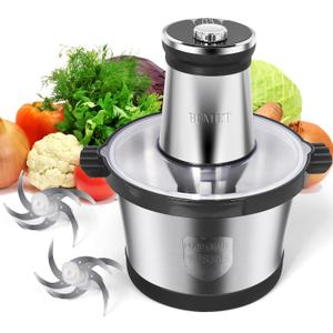 16 cup steel bowl 850W Electric Food Processor,LED timer. 3-Tiered 6 Cutting Edges blade for mincing, chopping,Ideal as meat grinder,fresh vegetables chopper,pet food process in kitchen.