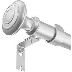 Box Space Curtain Rods for Windows 66 to 120 Inches, 1 Inch Diameter Heavy Duty Curtain Rod, Adjustable Length Window Curtain Rod Drapery Rod with Decorative Finials, Silver
