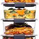 Rubbermaid Brilliance BPA Free Airtight Food Storage Containers with Lids, Set of 4 (4.7 Cup) Ideal for Lunch, Meal Prep, and Leftovers