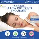 Four Seasons Essentials Standard Pillow Protectors (Set of 2) Zippered Waterproof Pillow Covers Hypoallergenic Dust Proof Pillowcase Encasement Cover