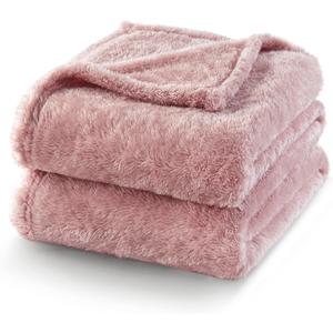 Exclusivo Mezcla Plush Fuzzy Fleece Bed Blanket King Size, Super Soft, Fluffy and Warm Blankets, Suitable for All Seasons (Dusty Pink, 90x104 Inches)