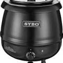 SYBO SB6000 Commercial Grade Soup Kettle with Hinged Lid and Detachable Stainless Steel Insert Pot for Restaurant and Big Family, 10.5 Quarts, Black