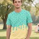 Move Dance Men Kids T-Shirts Ice Cream Crewneck Short Sleeve Summer Graphic Tees Top (M)