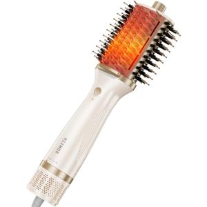 Upgraded 2-in-1 Blow Dryer Brush with Heated Comb - Volumizer Hair Dryer Brush for Hair Drying & Styling, Salon Blowouts, Frizz-Free Shiny Hair, Reduced Heat Damage, Suitable for All Hair Types (White)