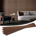Art3d 4-Piece Wood Slat Acoustic Panels for Stylish Decor and Noise Reduction, 3D Textured Panel for Ceiling and Wall, Walnut | 4Pcs - 94.5 * 7.9 inch
