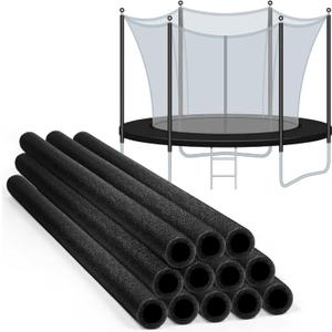 12 Pcs Trampoline Pole Foam Sleeve 35.4" Length 2025 Upgrade Materials Waterproof Trampoline Poles Cover Replacement for Outdoor Accessories (Black)