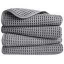 POLYTE 430 GSM Microfiber Lint Free Hand Towel, 16 x 30 in, 4 Pack (Waffle Weave)