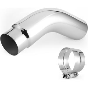 Exhaust Tip,Universal Exhaust Elbow Pipe 5 Inlet 8" Outlet with Steel Clamp - Chrome/Black Finish for Cars & Trucks (Silver)