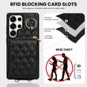 Keallce Case for Samsung Galaxy S25 Ultra 6.9'' Wallet Case,Crossbody Zipper Galaxy S25 Ultra Purse Wrist Strap Lanyard Handbag,RFID Blocking Card Slots,Flip Leather Cover for Samsung S25 Ultra,Black