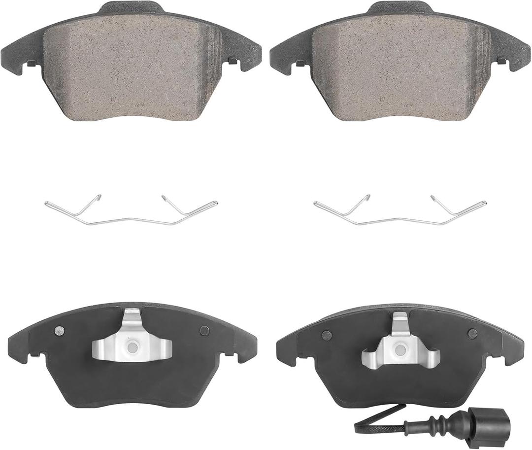 ILONPA Front Ceramic Disc Brake Pads Set for Volkswagen Jetta Passat Golf Beetle CC Eos GTI Rabbit, for Audi A3/A3 Quattro 2006-2013, for Audi TT 08 09, for Audi TT Quattro 09-15, 4PCS(With Hardware)