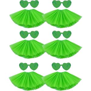 6 PCS Adult Tutus Skirts for Women Tutu Skirt Elastic Tulle Tutu Colored Tutus for Dance Runners Halloween Party (Green)