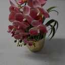 Orchids Artificial Flowers, Fake Orchid Plants & Flowers in Vase, Faux Orchid in Pot for Home Decor Indoor,Pink Artificial Flowers with Gold Vase
