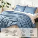 Litanika Oversized King Comforter Set Grayish Blue Super King Size, 3 Pieces Lightweight Solid Bedding Comforter Set, All Season Fluffy Bed Set (120x120In Comforter & 2 Pillowcases)