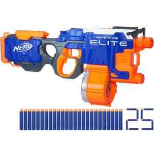 Nerf HyperFire Motorized Elite Blaster, 25-Dart Drum, Fires Up to 5 Darts Per Second, Includes 25 Official Elite Darts