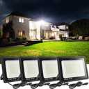 4Pack LED Flood Light Outdoor,100W LED Work Light 11000lmwith 6FT US Plug,IP66 Waterproof Exterior Security Lights,6000K Daylight White Outside Floodlights Slim Design for Playground Yard