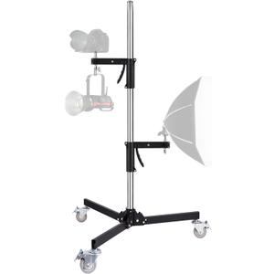 Heavy Duty Light Stand with Casters, Wheeled Photography Pistol Grip Stand with 2 Grips, 8.5FT Adjustable Steel Light Stand with 1/4" 3/8 5/8" Screw for Studio Camera, Monolight, Softbox, Umbrella