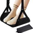 Airplane Foot Hammock, Portable Airplane Footrest, Adjustable Foot Hammock for Plane Travel to Relax Your Feet,Leg Rest for Long Flights,Travel Essentials,Office Footrest(Black)