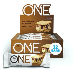 ONE Protein Bars, Smores, Gluten Free with 20g Protein and 1g Sugar, Pantry Staples, 2.12 oz (12 Count), Packaging May Vary