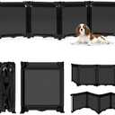 24 Inch Tall Freestanding Pet Gate - Easy Step Over, 4 Panel Dog Gate with Suction Cups, 80" Wide Pet Gates for Wide Openings, Foldable Dog Gate Mesh Puppy Gates for The House, No Drilling, Black