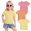 LessonZoo 3 Pack Toddler Girls' T-Shirts, 3-Color, 4T