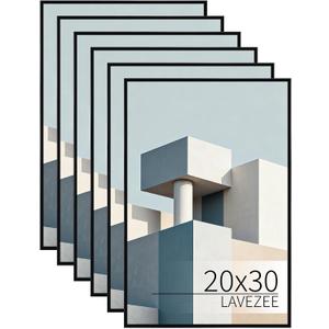 Lavezee 20x30 Poster Frame Black, 6 Packs Lightweight 20 x 30 Picture Frames for Wall Mounting, Display 30x20 Pictures, Posters & Art Prints Vertically or Horizontally