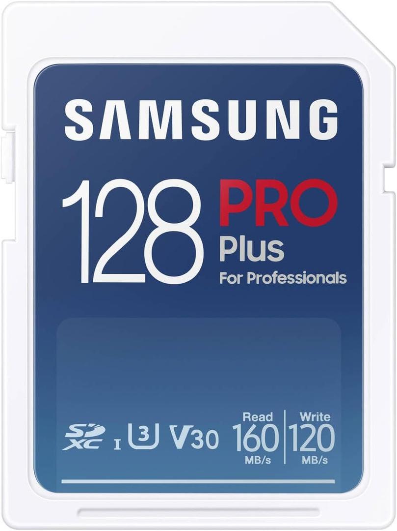 Samsung PRO Plus Full Size 128GB SDXC Memory Card, Up to 180 MB/s, Full HD & 4K UHD, UHS-I, C10, U3, V30 for DSLR, Mirrorless Cameras, PCs, MB-SD128S/AM, 2023