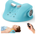 RINGCO Neck Massager Pillow with 3 Level Heating & Vibration Adjustable, Heated Neck Stretcher with 6 Modes, Rechargeable Cervical Traction Device for Pain Relief & Muscle Relaxation (Light Blue)