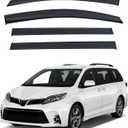 4pcs JDM Smoke Tint Outside Mount Tape On/Clip On Style PVC Sun Rain Guard Vent Window Visors Compatible with 11-20 Sienna