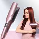 LANDOT Wide Flat Iron Hair Straightener - 1.75" Professional Ceramic Straightening Iron for Faster Styling, Extra Shine Hair, Dual Voltage Adjust Temp 250-450 All Hair Types, Ideal for Busy Morning (Rose Gold)