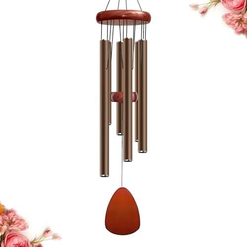 Bursvik 28" Wind Chime for Mothers Day, Decorative Wind Chimes for Outside, Memorial Windchimes Remembrance Gift for Women Mom Grandma, Metal Wind Chimes Outdoor Decor for Garden Patio Zen(Coffee)