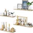 Amaoot Floating Shelves Set of 3, Home Wood Wall Shelf, Farmhouse Shelf for Bedroom, Wall Mounted Floating Shelf for Living Room, Bedroom, Bathroom, Kitchen, Office (White-4pcs)