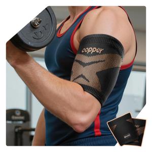 Copper-Infused Bicep Tendonitis Brace 1 Pair [Medical-Grade Compression Ultra Comfort] Tricep Bicep Compression Sleeve For Muscle Strains Recovery,Upper Arm Compression Sleeve For Men & Women