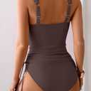 B2prity Tankini Swimsuits for Women Tummy Control Two Piece Bathing Suit High Waisted Wrap Swim Suit with Bottom Swimwear (Brown, L)