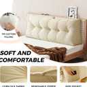 Large Cream White Headboard Pillow Triangular Twin Soft Wedge Pillow Positioning Support Reading Backrest Cushions for Day Bunk Backrest Support, Twin-39x20x8in